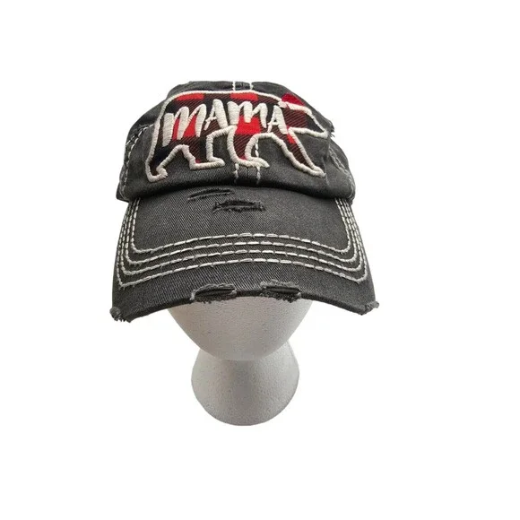 Kbethos Vintage Mama Bear W/ Santa Hat Distressed Stitch Baseball Cap - Picture 2 of 7